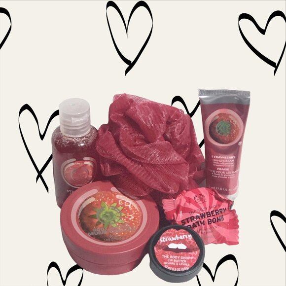 ⭐The Body Shop Strawberry Lip Butter-Body Butter-Hand Cream-Shower Gel-Bath Bomb - Picture 1 of 10
